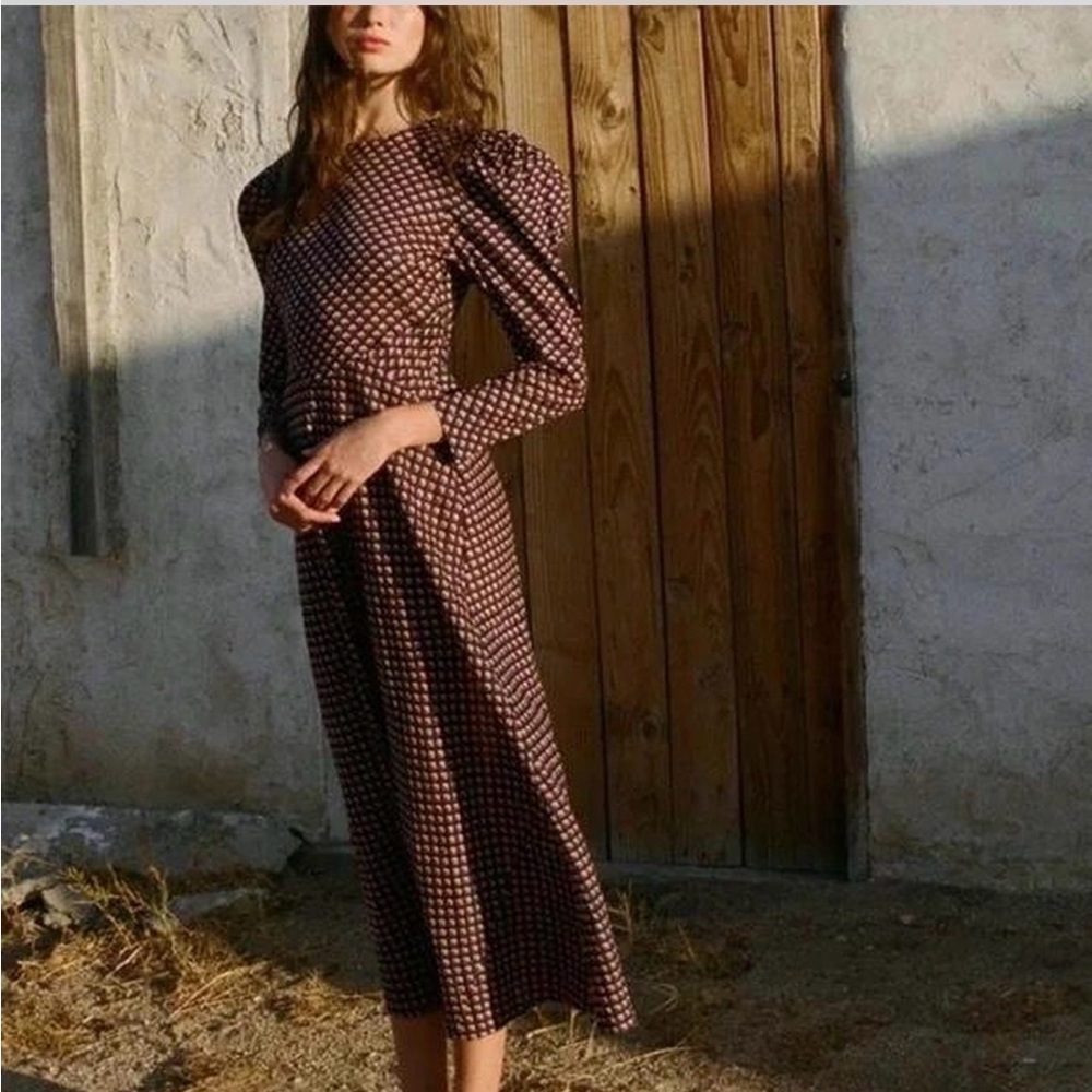 Doen Chocolate Checkered Midi Dress